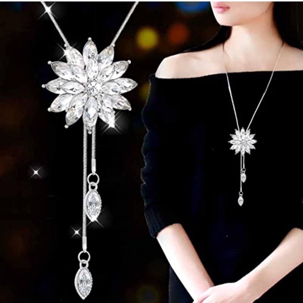 Dazzling Lariat  Floral Necklace